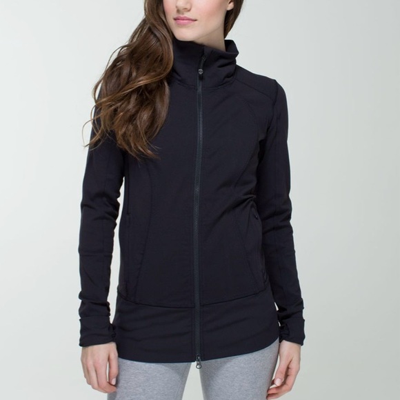 lululemon athletica Jackets & Blazers - LULULEMON Black Nice Asana Long Sleeve Double Zipper Full Zip-Up Jacket Size 6